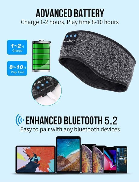 MUSICOZY Навушники для сну бігу пов'язка Bluetooth фото