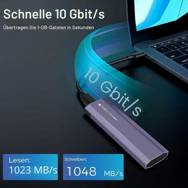 Корпус SSD M.2 NVMe (NVMe і SATA) 10 Гбіт/с USB 3.2 / USB 3.1 Gen2 m2 Корпус SSD з кабелем 2-в-1 USB-адаптер без інструментів