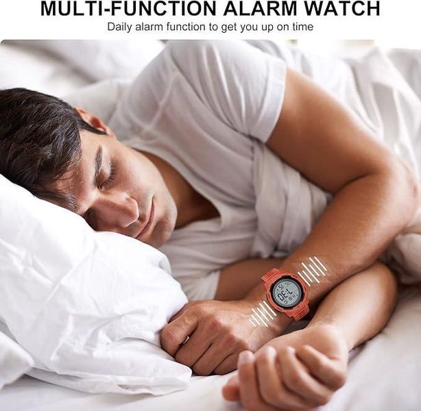 GOLDEN HOUR Чоловічий водонепроникний цифровий годинник із широким екраном, що легко читається дисплей у стилі мілітарі з гумовим
