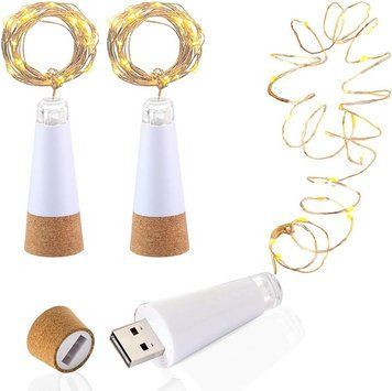 Світлодіодні коркові гірлянди для пляшок DIWUJI, перезарядний USB-поживник, мідний дріт 6,2 фута (1,9 м) фото