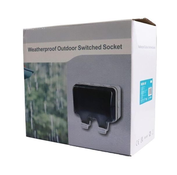 Подвійна всепогодна вулична розетка Securlec, 2-позиційна, з USB A і USB C, клас захисту IP66, пластик, 3-контактний роз'єм для Ве фото