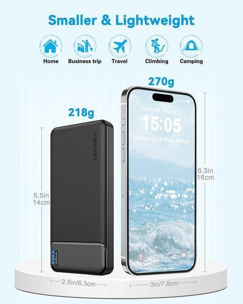 Портативний зарядний пристрій AsperX 2-Pack Power Bank Швидке заряджання 10000 мА&middot;год, вхід і виведення PowerBank USB C