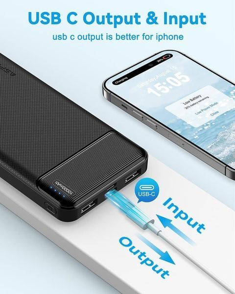 Портативний зарядний пристрій AsperX 2-Pack Power Bank Швидке заряджання 10000 мА&middot;год, вхід і виведення PowerBank USB C