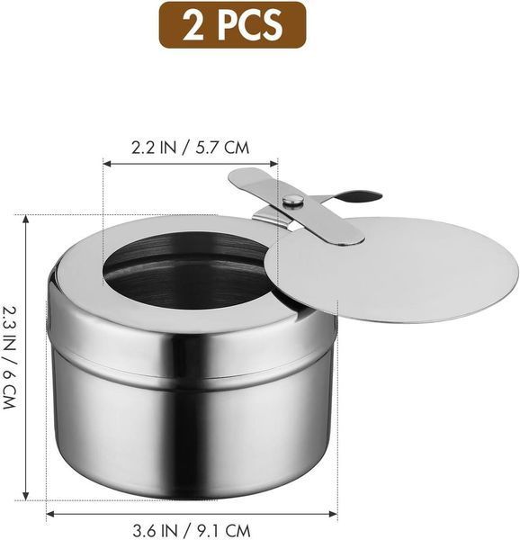 Angoily 2PCS Тримач для спиртової плити з неіржавкої сталі, 3,6&times;2,3&times;2,2 дюйма, біоетанолові пожежні банки з кришкою фото