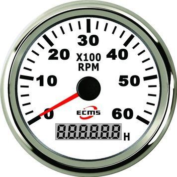 Тахометр со счетчиком ecms моточасов (белый) фото