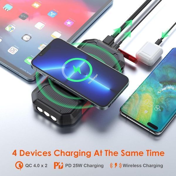 HETP Solar Wireless Power Bank, 26800 мА&middot;год 25 Вт Портативний зарядний пристрій PD, подвійні виходи QC 4.0, вхід і вихід USB C