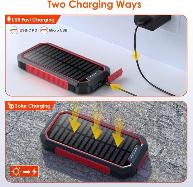 HETP Solar Wireless Power Bank, 26800 мА&middot;год 25 Вт Портативний зарядний пристрій PD, подвійні виходи QC 4.0, вхід і вихід USB C