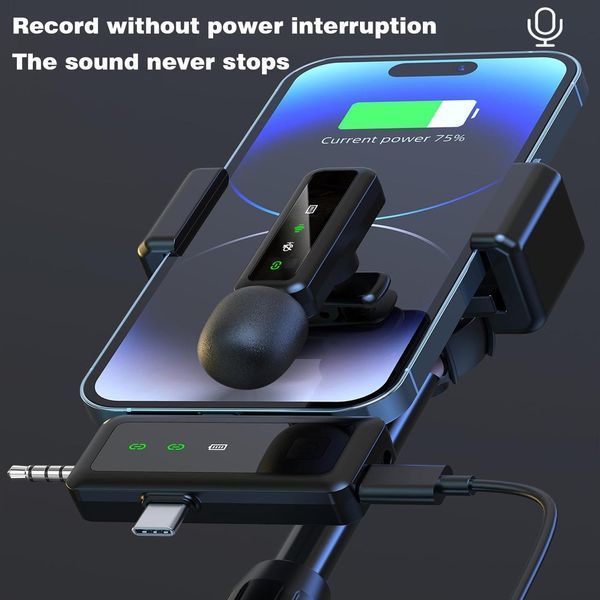 Бездротовий мікрофон Lavalier 3 в 1, бездротовий мікрофон для iPhone, Android, iPad, для відеозапису, потокового передавання фото