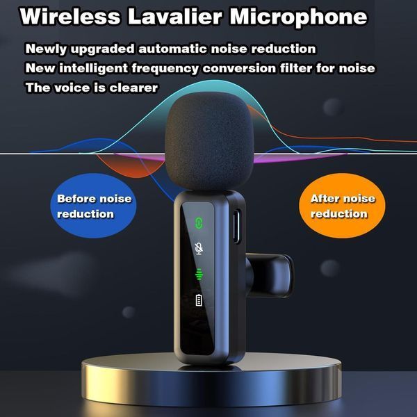 Бездротовий мікрофон Lavalier 3 в 1, бездротовий мікрофон для iPhone, Android, iPad, для відеозапису, потокового передавання фото