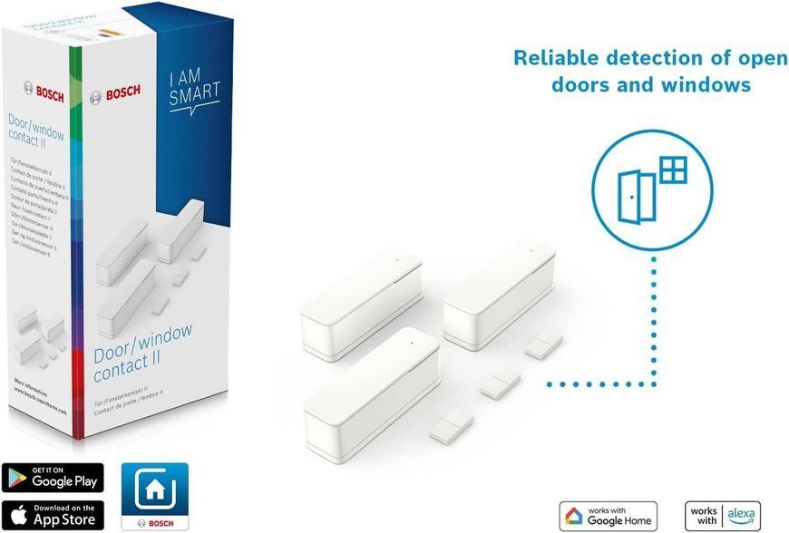 Інтелектуальний датчик для енергоефективного опалення Bosch Smart Home Door/Window Contact II, сумісний з Amazon Alexа фото