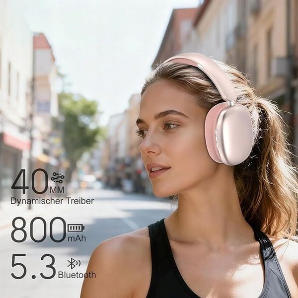 MPODS &mdash; Рожеві Bluetooth-навушники (30 год, FM) фото