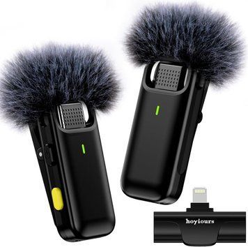 Hoyiours Бездротові мікрофони для iPhone iPad, Мікрофон Plug-Play iPhone, Бездротовий мікрофон Lavalier 20H Час роботи фото