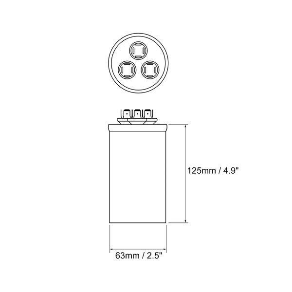 Uxcell Dual Run Capacitor Round CBB65 60/5uF 370V AC для двигуна кондиціонера фото