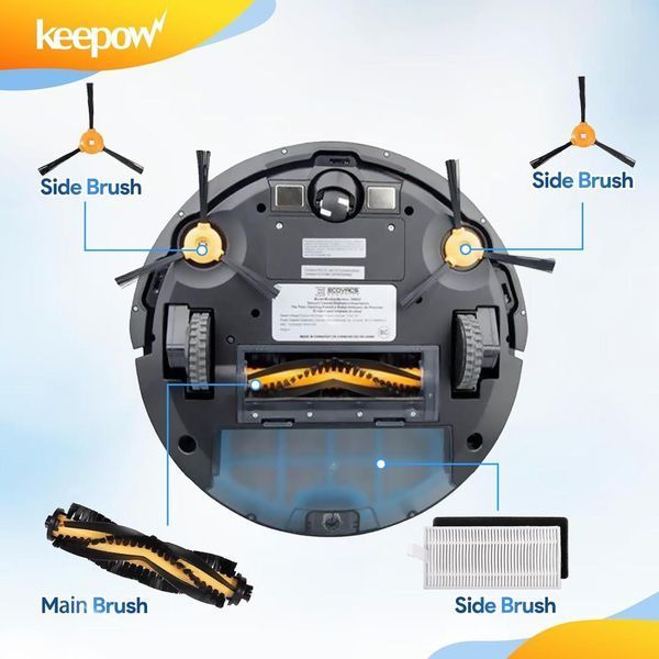 Комплект запасных частей KEEPOW для робота-пылесоса Ecovacs Deebot N79S N79, основная щетка, HEPA-фильтр, боковая щетка, аксессуар