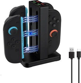Зарядна док-станція Mcbazel, сумісна з Nintendo Switch 2 (2025) JoyCon, зарядна станція контролера зі світлодіодними індикаторами