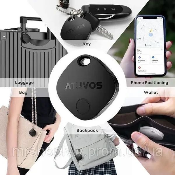 ATUVOS Air Tag Tracker, 4 пакета, работает с приложением Apple (только iOS), Bluetooth локаторы объектов для чемоданов/кошелек/клю фото