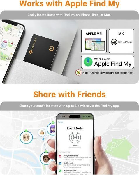 Ультратонкий Bluetooth-трекер NOVOO зі смарт-картами