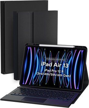 Чохол Doohoeek з клавіатурою для iPad Air 13 дюймів 2025 (M3)/2024(M2), iPad Pro 12.9 6-го/5/4-го/3-го покоління, Bluetooth