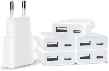 Зарядное устройство USB мощностью 5 Вт, 5 В, 1 А, 2 порта USB C+, USB A, тонкий адаптер питания USB, разъем дл