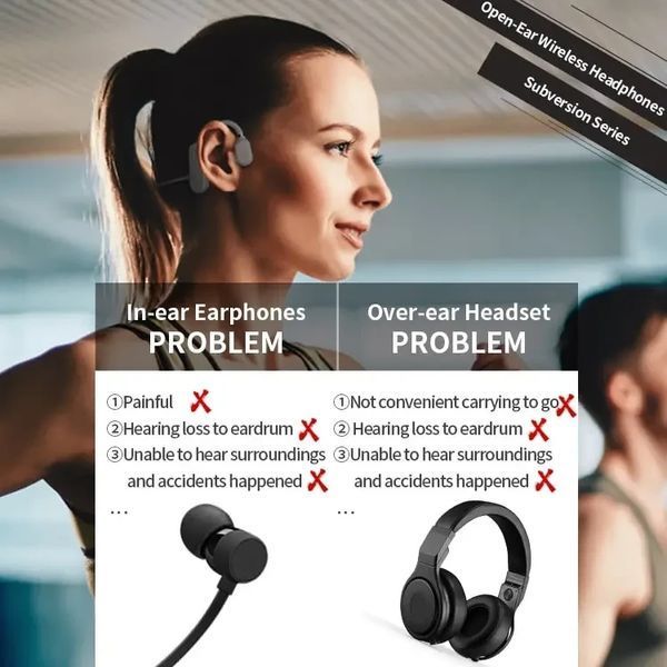 Сині відкриті бездротові навушники Duet Air-conductor BLUE фото