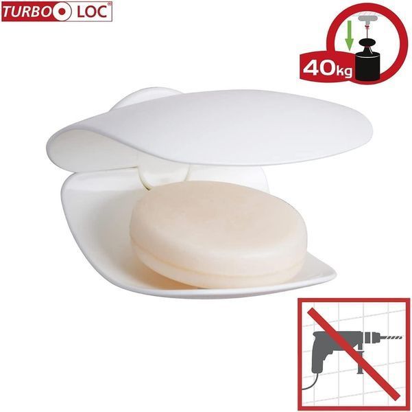 Настінна мильниця WENKO Turbo-Loc&reg; Sora, не вимагає свердління отворів у ванній та душі, для твердого мила для рук, тіла та волосс