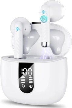 Бездротові навушники Cillso H97 Bluetooth 5.4 HiFi стерео з 4 мікрофонами з шумопоглинанням ENC, водонепроникні IP7, білі фото