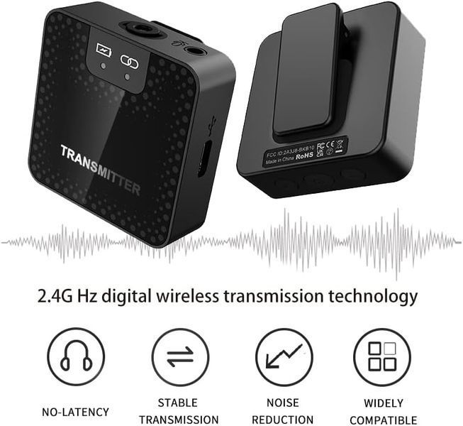 XIAOKOA BKB-10-2-контактний мікрофон, бездротовий, 2,4G, 0,14 дюйма (3,5 мм), зовнішній мікрофон для смартфона фото