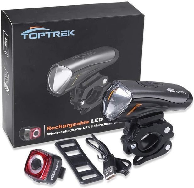 Велосипедний ліхтар Toptrek світлодіодний комплект освітлення велосипеда акумуляторний