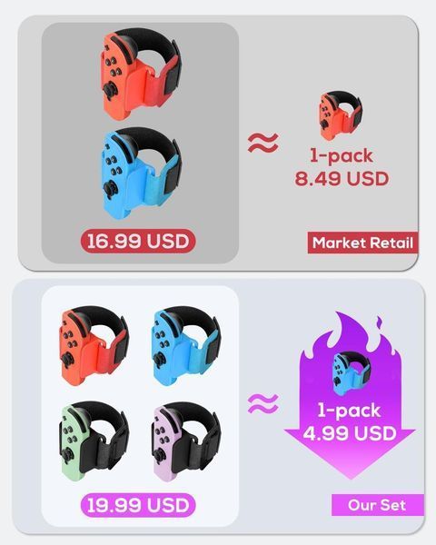 [4 ПАКОВКИ] Браслет для Just-Dance 2026/2025 2024 2023 для Zumba Burn It Up, для Nintendo Switch&Swith OLED для Joy-Cons