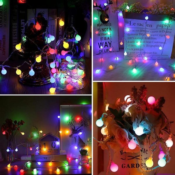 Гірлянда anorlite Fairy Lights Plug in Powered, 120LED 15M/49ft Globe String Lights, 8 режимів різдвяних вогнів фото