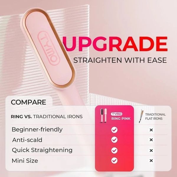 Випрямляч для волосся TYMO Ring Hair Straightener Brush / праска для випрямлення волосся з вбудованим гребінцем