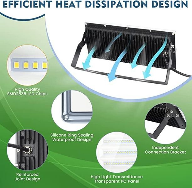 ISKYDRAW Світлодіодний прожектор потужністю 100 Вт Вуличний ліхтар 10000 лм 7000K водонепроникний фото
