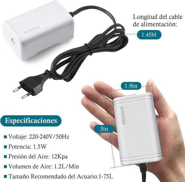 FEDOUR 72LPH 120LPH 300LPH Акваріумний повітряний насос, підвісний кисневий насос для акваріума, надмлим акваріумний