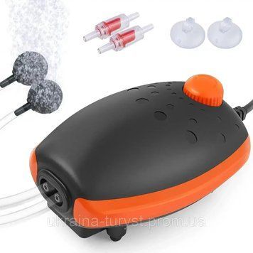 Тихий акваріумний повітряний насос Fedour HP-808 3W, кисневий насос продуктивністю 300 л/год, потужний аератор для акваріумів