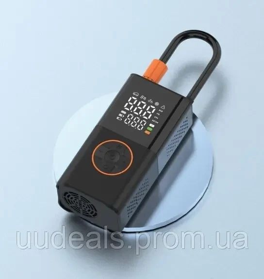 Портативний повітряний компресор No Brand Tyre Inflator JG-5641 з цифровим дисплеєм Чорний