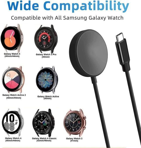 USB C Samsung Galaxy Watch 3 4 5 6 Зарядний пристрій, магнітний зарядний док-кабель, сумісний з Samsung Galaxy Watch 6