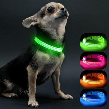 Нашийник для собак Visinite LED USB-перезаряджуваний, світловідбивний нашийник для нічних прогулянок, регульований світний нашийни