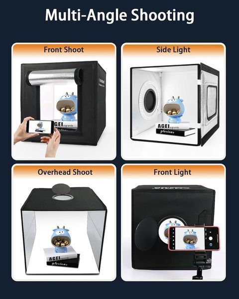 Light Box Photography 30 см/12"x12" Портативная фотокабина, мини-комплект для съемки с 120 светодиодными лампами с затемнением