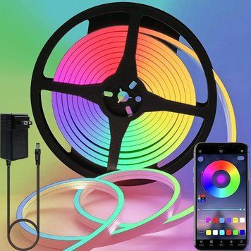 Світлодіодна стрічка Lucienstar Led Neon Rope Lights - 5M Flexible Led Neon Rope Lights Control з пультом дистанційного керування фото