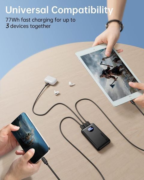 Портативний зарядний пристрій Coolreall 20000 мА&middot;год, 22,5 Вт PD і QC4.0 Power Bank Швидке заряджання зі світлодіодним дисплеєм